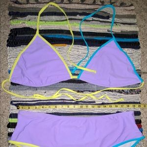 Plus Contrast Binding Micro Triangle Halter Bikini Swimsuit